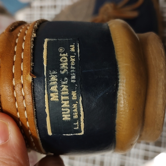 💐 Vintage GUC L.L. Bean Bean Boot 🥾 Rubber Duck Boots, Leather Trim, Navy, 8 - Picture 10 of 11